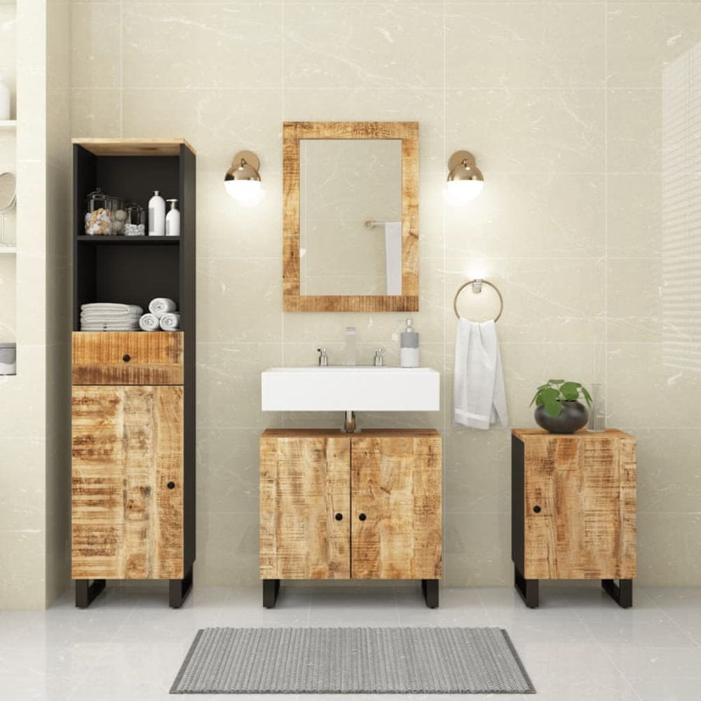 Vidaxl 4-dielna súprava kúpeľňového nábytku mangovníkové drevo